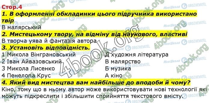 ГДЗ Українська література 7 клас сторінка Стр.4 (1-4)